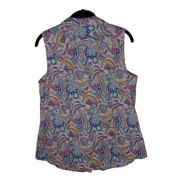 EUC Talbots PERFECT SHIRT - SLEEVELESS - PAISLEY- Non-iron Sz 10 - Picture 3 of 6